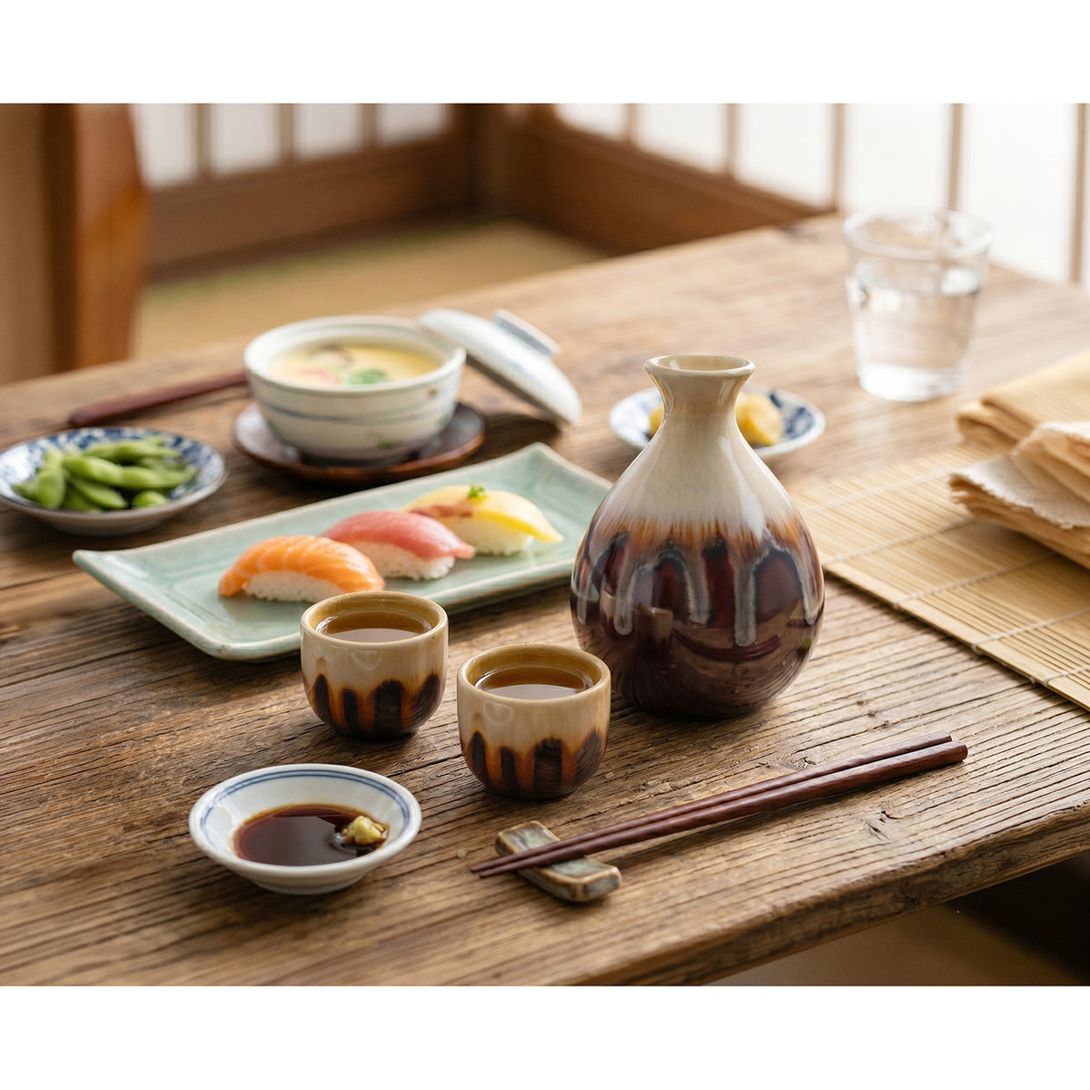Yellow Glaze Sake Set - 3pcs