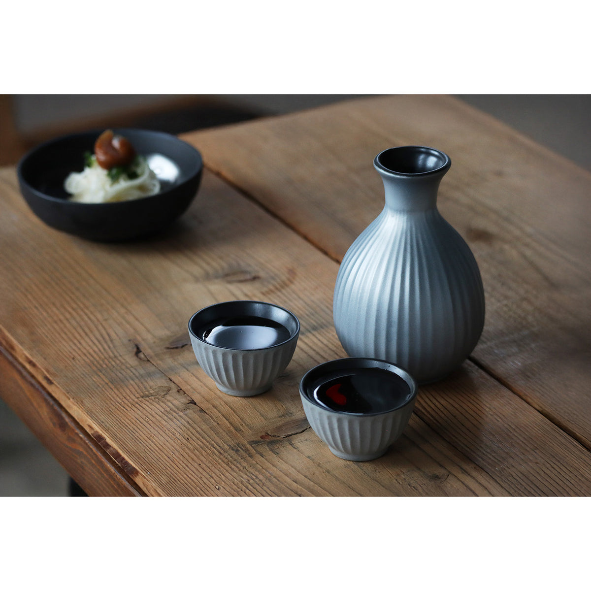 Metal Colour Sake Set - 3pcs - Galena Silver