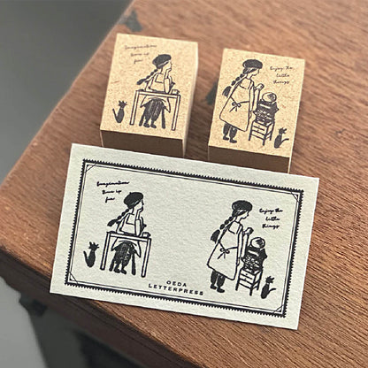 Letterpress Stamp - "Fantasy Time Girl" by Tekin