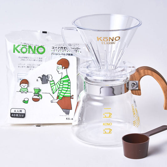 [4-Cup] Pour-Over Coffee Dripper Set-Wood Handle