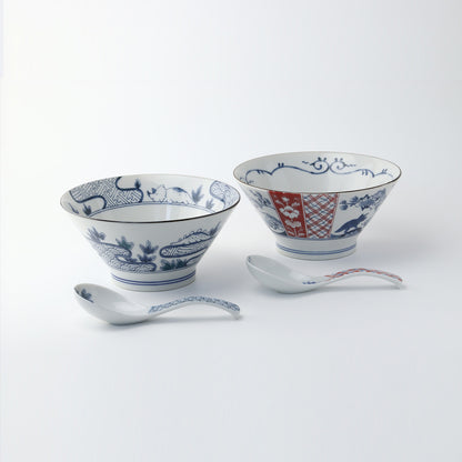 Edokko kyoryu Ramen Bowl & Spoon Set - 2 of each