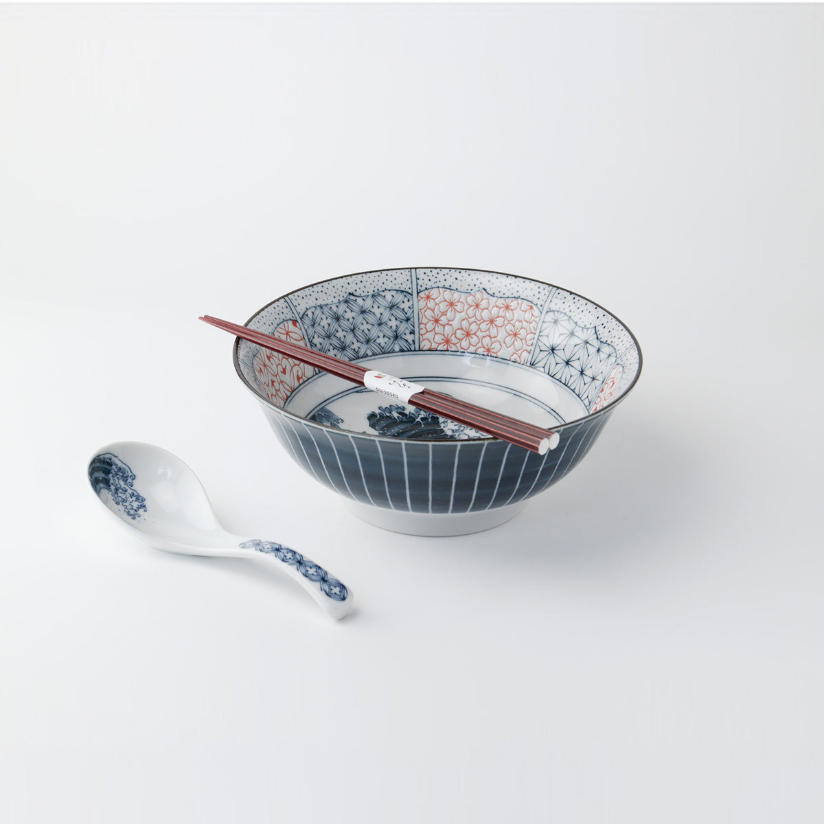 Shonzui Ramen Bowl with Spoon & Chopsticks - Sometsuke Namifuji