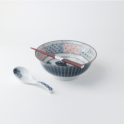 Shonzui Ramen Bowl with Spoon & Chopsticks - Sometsuke Namifuji