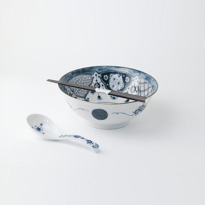 Shonzui Ramen Bowl with Spoon & Chopsticks - Sometsuke Yourakumon