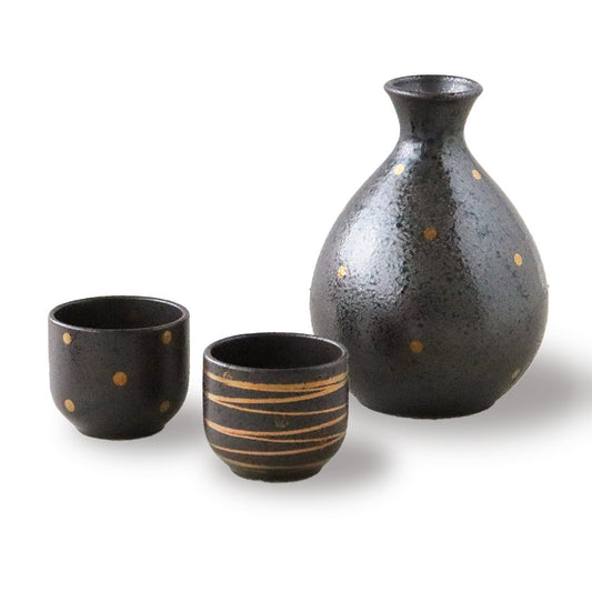 Gold Crystal Sake Set - 3pcs