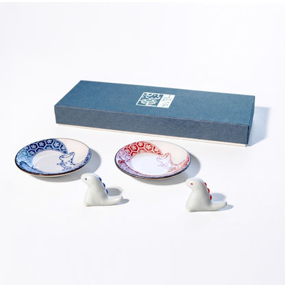 Edokko Kyoryu Mini-Plate & Chopstick Rest - 2 of each
