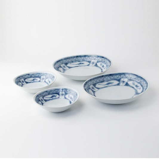 Edokko Kyoryu Oval Deep Plate & Small Bowl - 2 of each