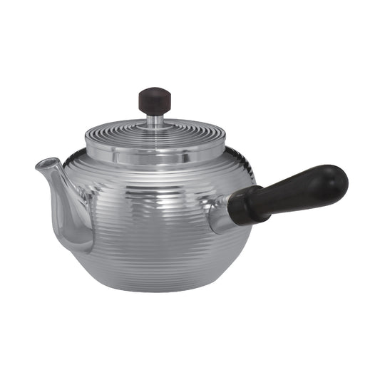 Polished and Ribbed Teapot with Side Handle (Pewterware)