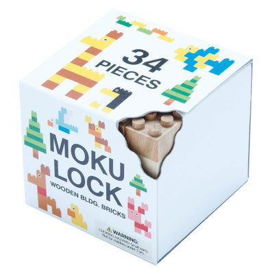 MOKULOCK 34-Piece Set with Googly Eye Stickers - wooden bricks