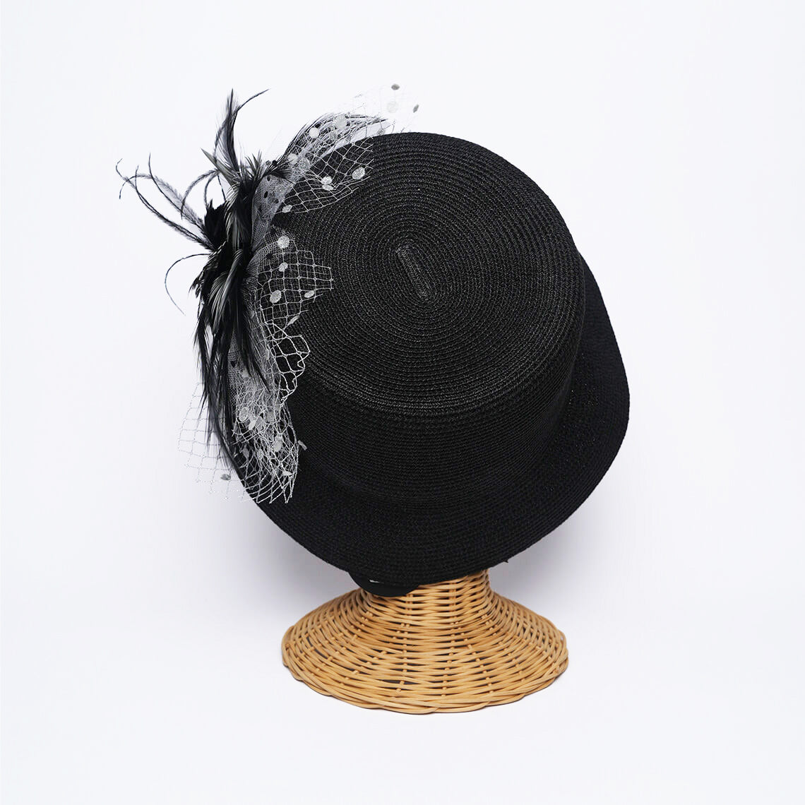 Black Feather & Tulle Hat