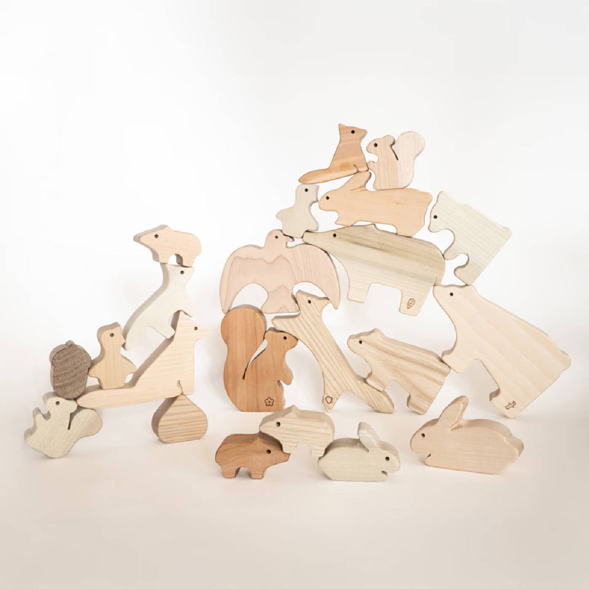Japanese Hardwood Animal Building Blocks & Puzzle Set