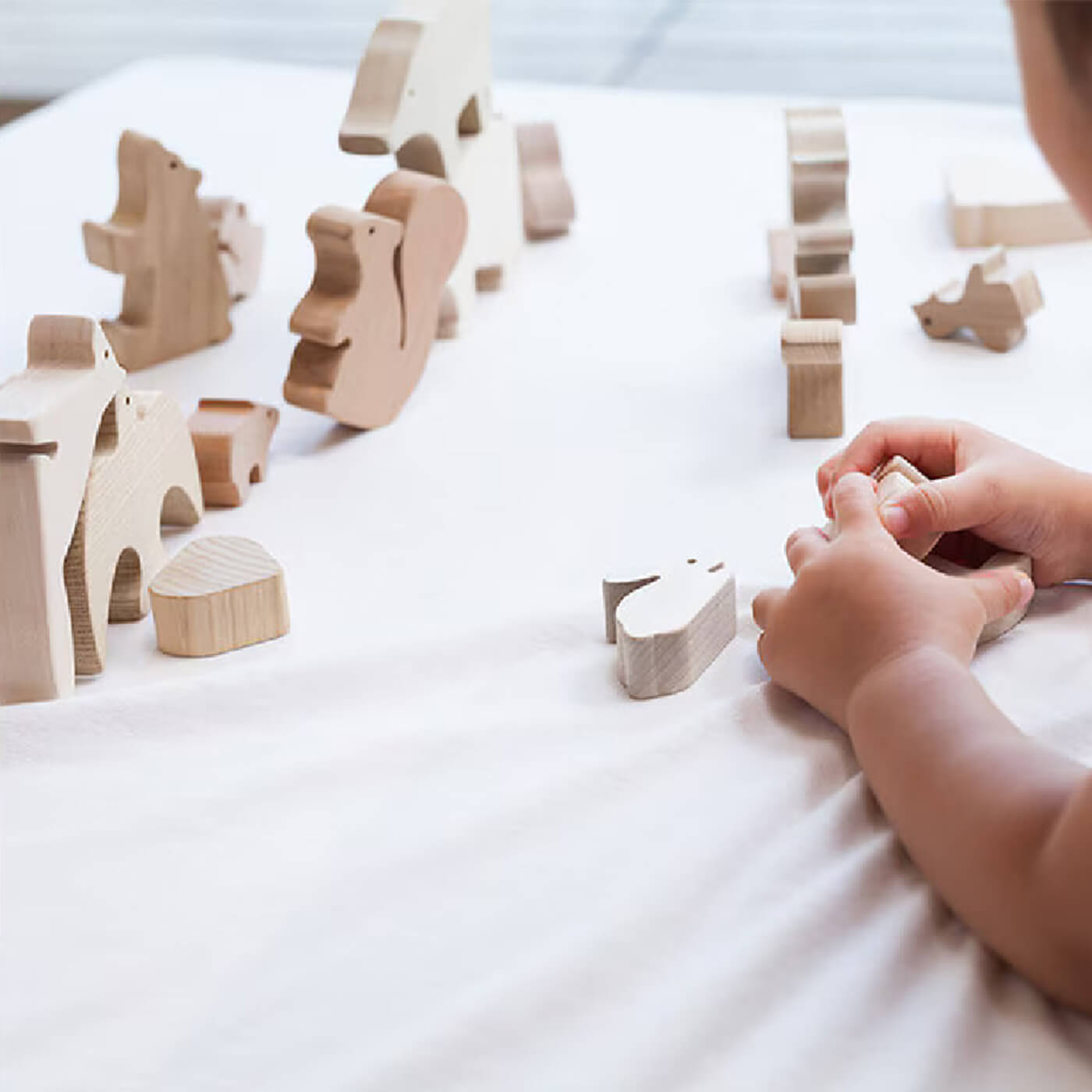 Japanese Hardwood Animal Building Blocks & Puzzle Set