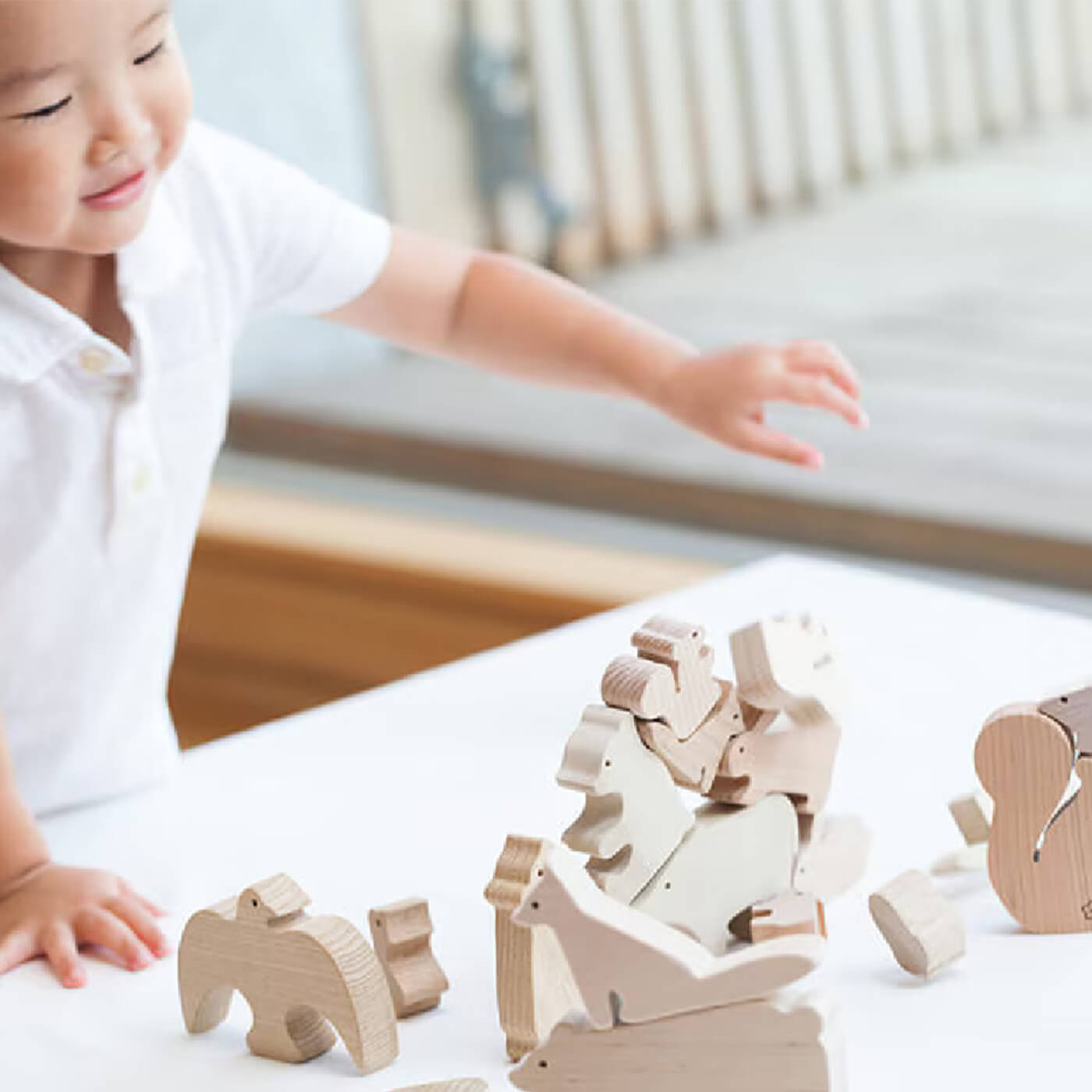 Japanese Hardwood Animal Building Blocks & Puzzle Set